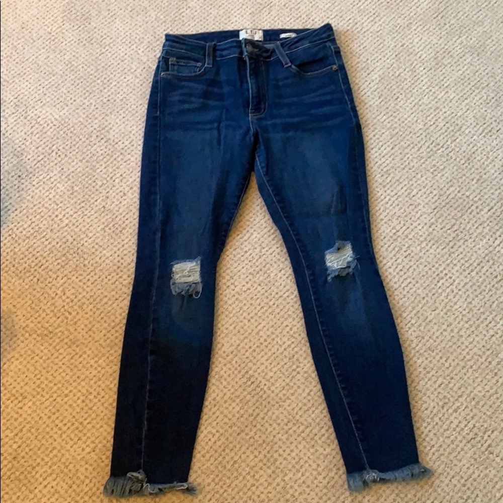 Dark wash LTJ Juliet Frayed Hem Jeans